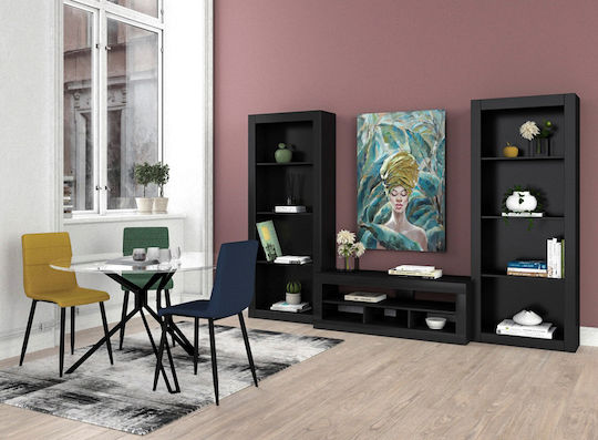 Noir Round Dining Room Table with Glass Surface Noir 110x110x75cm