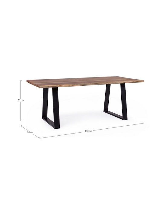 Lizard-W Table Dining Room from Solid Wood & Metal Black 160x90x75cm