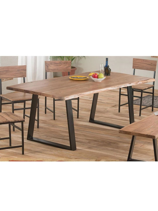 Lizard-W Table Dining Room from Solid Wood & Metal Black 160x90x75cm