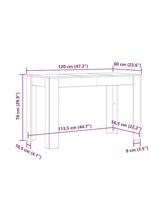 Table Dining Room Wooden Coffee 120x60x76cm