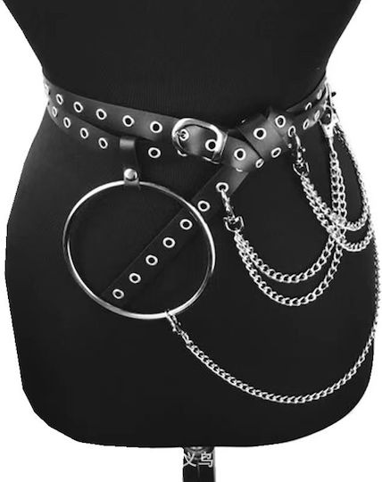 Curea Provocator Talie Stil Punk Sexy Din Piele Sintetică Cu Lanțuri Metalice