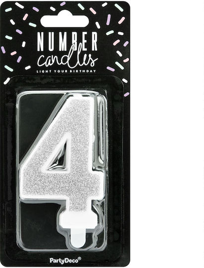 PartyDeco Geburtstagskerze Nummer in Silber Farbe PARX1170