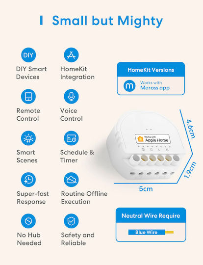 Meross Intelligenter Schalter 1 Kanal Wi-Fi Mit Neutral