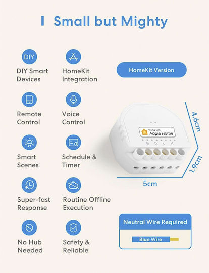 Meross Intelligenter Schalter 1 Kanal Wi-Fi Mit Neutral