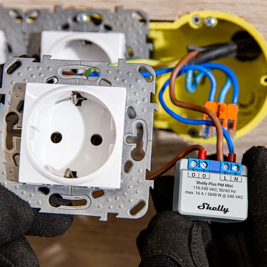 Shelly Plus Pm Mini Smart Switch 1 Καναλιού Wi-Fi, Bluetooth, ZigBee & RF 16A