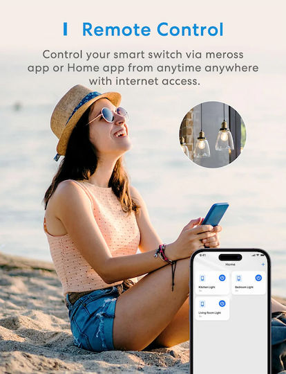 Meross Smart Switch 1 Καναλιού Wi-Fi (με Ουδέτερο)