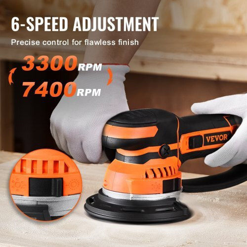 Vevor GDSGJBS6INCHPL1CBV2 Έκκεντρο Τριβείο 150mm Ρεύματος 850W με Ρύθμιση Ταχύτητας και με Σύστημα Αναρρόφησης