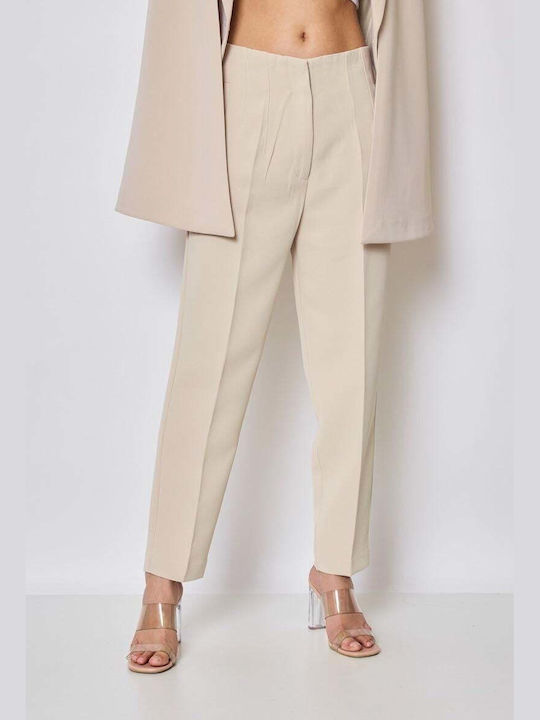 Women's High-waisted Fabric Trousers Red