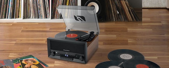 Muse MT-112 MB Turntables with Preamp and Built-in Speakers Brown