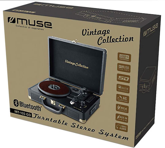 Muse MT-103GD Βαλιτσάκι Πικάπ με Προενίσχυση και Ενσωματωμένα Ηχεία Κόκκινο