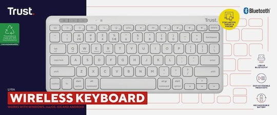Trust Lyra Ασύρματο Bluetooth Πληκτρολόγιο Αγγλικό US Λευκό