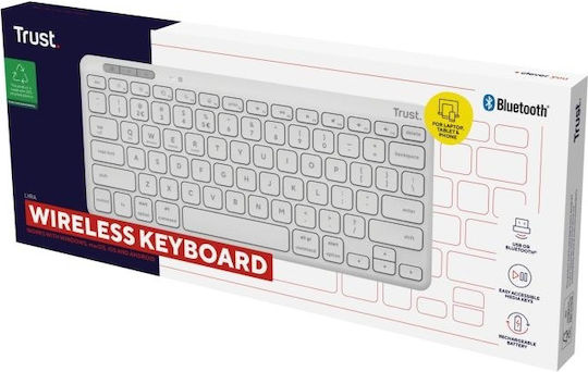 Trust Lyra Ασύρματο Bluetooth Πληκτρολόγιο Αγγλικό US Λευκό
