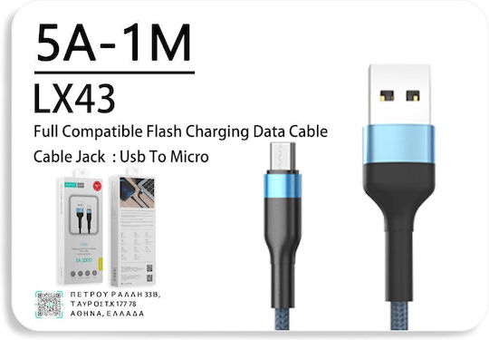 Xipin Braided USB 2.0 to micro USB Cable Μαύρο 1m 1τμχ