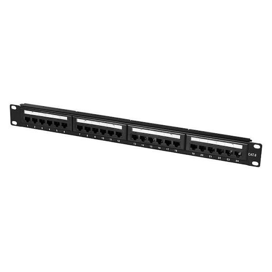 LogiLink Patch Panel Unshielded για Rack 1U 19" 24 Θυρών cat6 Μαύρο
