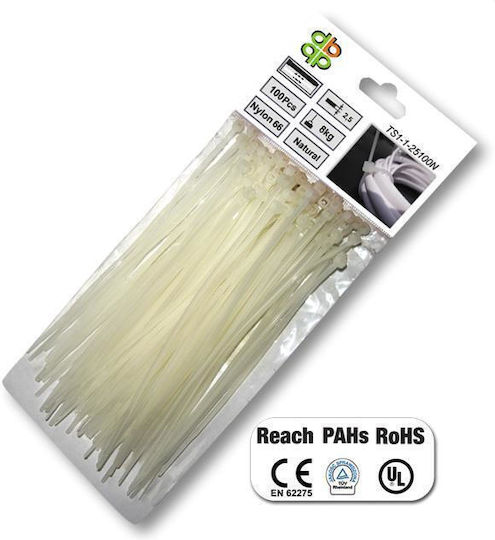 Cable Ties 2.5 X 200mm Neutral 100pcs