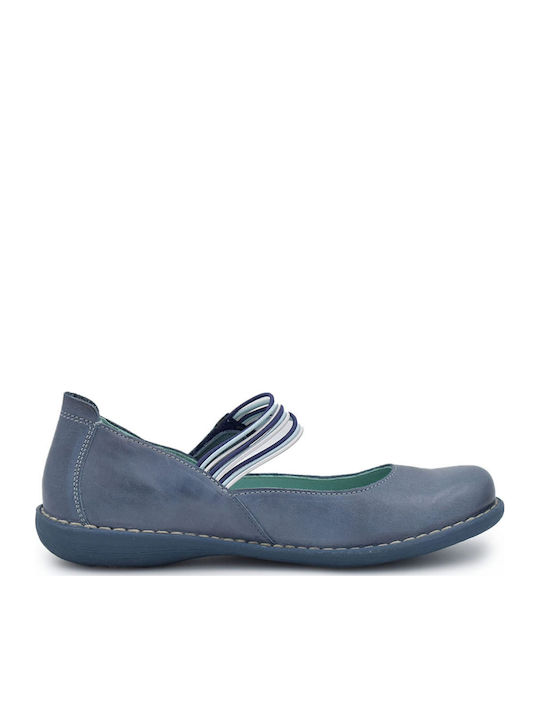 Leder Damen Ballerinas Anatomisch mit Riemchen / Riemchenverschluss Blaue