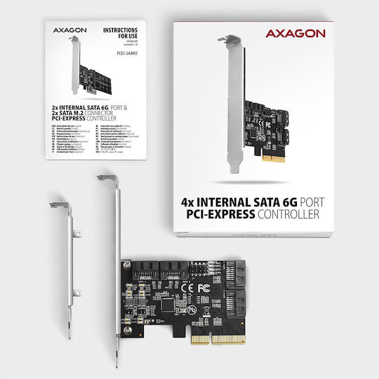 Axagon Κарта PCIe в 4 порта SATA