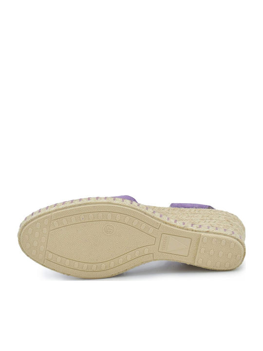 Lederne Damen Espadrilles in Lila Farbe