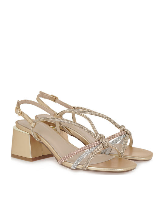 Carmen300 Sandals with Strass Gold
