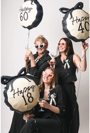 Κονκάρδα "happy 18" Κρεμ Μαύρο