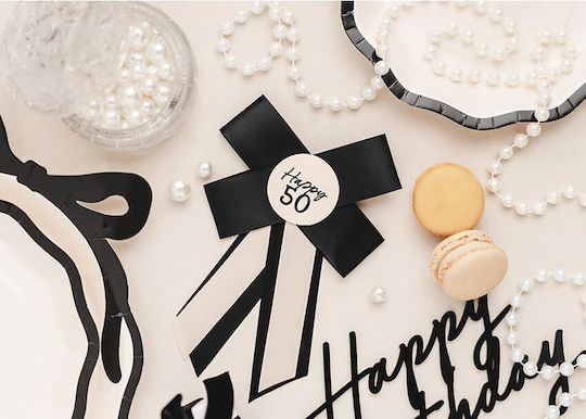 Badge "happy 50" Cream Black