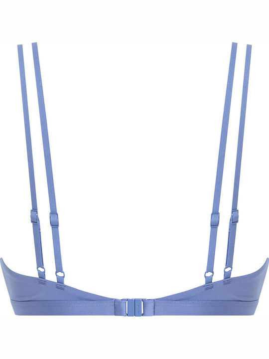 Padded Triangle Bikini Top with Adjustable Straps Blue