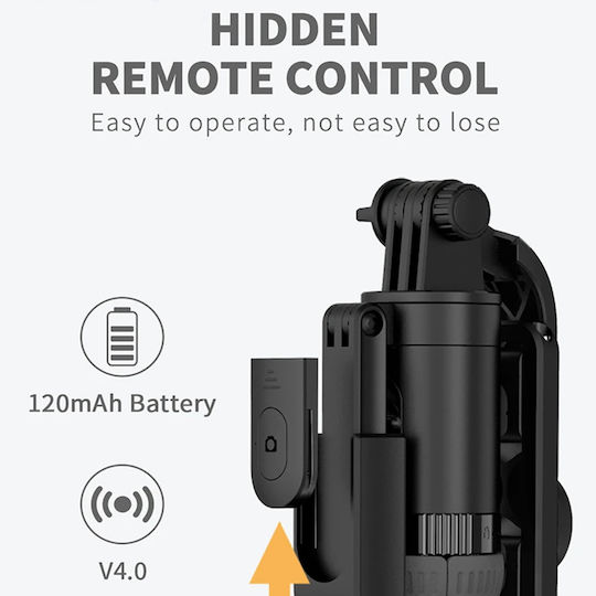 Techsuit Baston pentru selfie cu Bluetooth / Telecomandă Negru