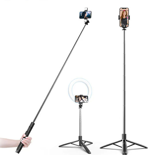 Techsuit Selfie-Stick mit Bluetooth / Fernsteuerung Schwarz