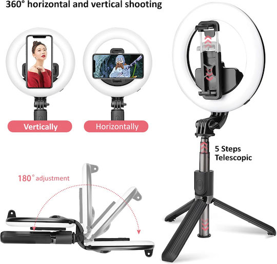 Techsuit Selfie Stick με Bluetooth / Τηλεχειριστήριο Μαύρο