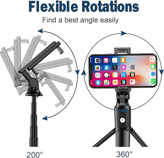 Techsuit Selfie-Stick mit Bluetooth / Fernsteuerung Schwarz