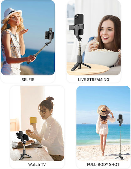 Techsuit Selfie-Stick mit Bluetooth / Fernsteuerung Schwarz