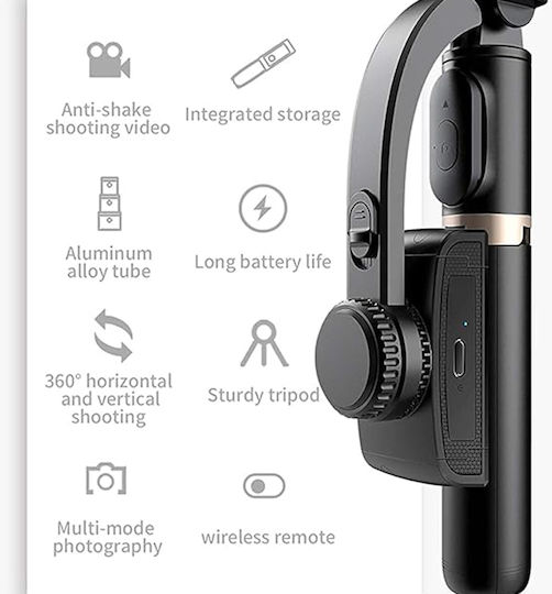 Techsuit Selfie Stick με Bluetooth / Τηλεχειριστήριο Μαύρο