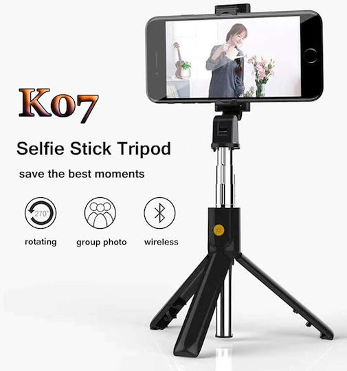 Techsuit Selfie Stick with Bluetooth & Remote Control Black