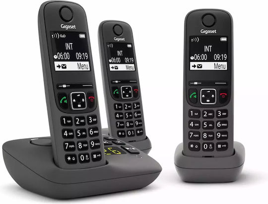 Gigaset AE690A Безжичен Телефон Трио с Българско Меню Сив