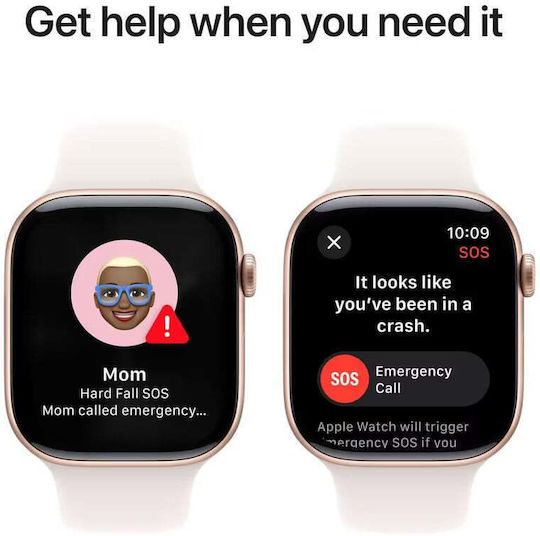 Apple Watch Series 10 Aluminium 46mm Αδιάβροχο με Παλμογράφο (Rose Gold με Light Blush Sport Band - M/L)