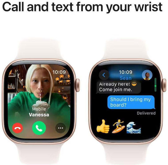 Apple Watch Series 10 Aluminium 46mm Αδιάβροχο με Παλμογράφο (Rose Gold με Light Blush Sport Band - M/L)