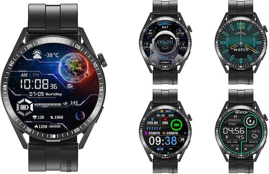 Tracer SM8V ONYX 46mm Smartwatch mit Pulsmesser (Schwarz)
