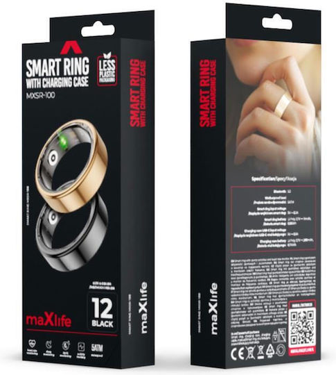 Maxlife MXSR-100 Smart Ring 21.4mm Αδιάβροχο με Παλμογράφο Χρυσό
