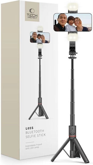Tech-Protect L05S Selfie Stick Τρίποδο Κινητού Bluetooth με Φωτισμό Μαύρο