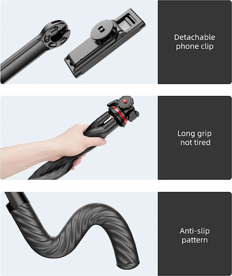 Techsuit C02 Selfie Stick Τρίποδο Κινητού Μαύρο
