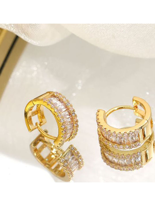 Позлатени обеци със Swarovski кристали Fiona Диаметър на обеците 1.5см