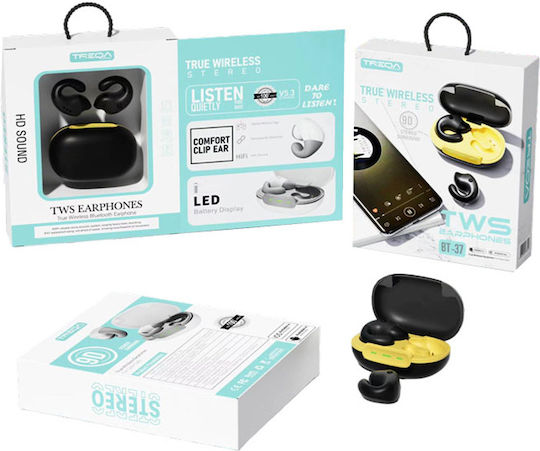 Treqa BT-37 Earbud Bluetooth Handsfree Căști cu Carcasă de Încărcare Negru