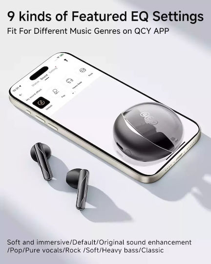 QCY Ailypods Clear In-ear Bluetooth Handsfree Ακουστικά με Θήκη Φόρτισης Μαύρα