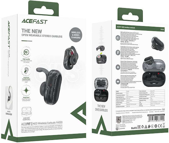 Acefast FA003 Neo Open Ear Bluetooth Handsfree Earphones with Sweat Resistance and Charging Case Black
