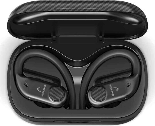 Head In-ear Bluetooth Handsfree Earphones with Sweat Resistance and Charging Case Black