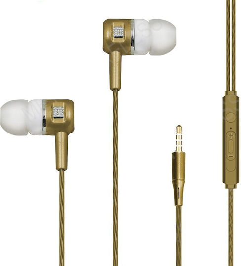 HY-K108 In-ear Handsfree Headphones with Connector 3.5mm Gold