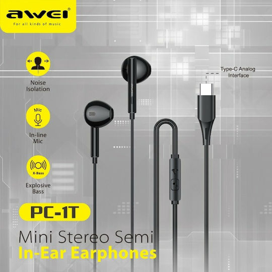 Awei PC-1T Безжични Стерео с жак USB-C Черен