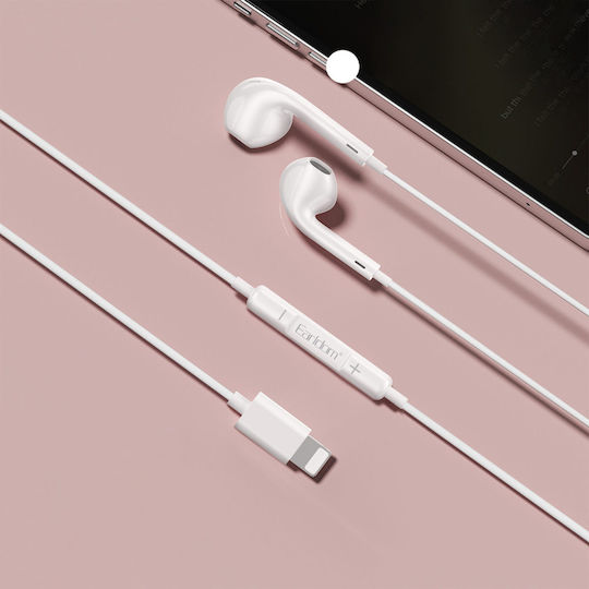 Earldom Et-e69 In-ear Handsfree Ακουστικά με Βύσμα Lightning Λευκό