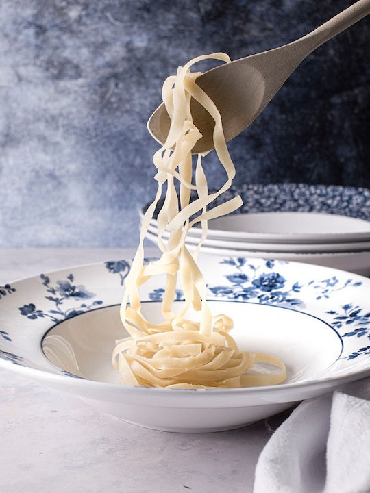 Pasta Plate Round Porcelain Ø27.5xh5.4cm White-Blue Floris Blueprint Laura Ashley La182771 00033495