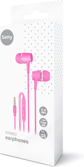 Setty In-ear Handsfree Ακουστικά με Βύσμα 3.5mm Ροζ